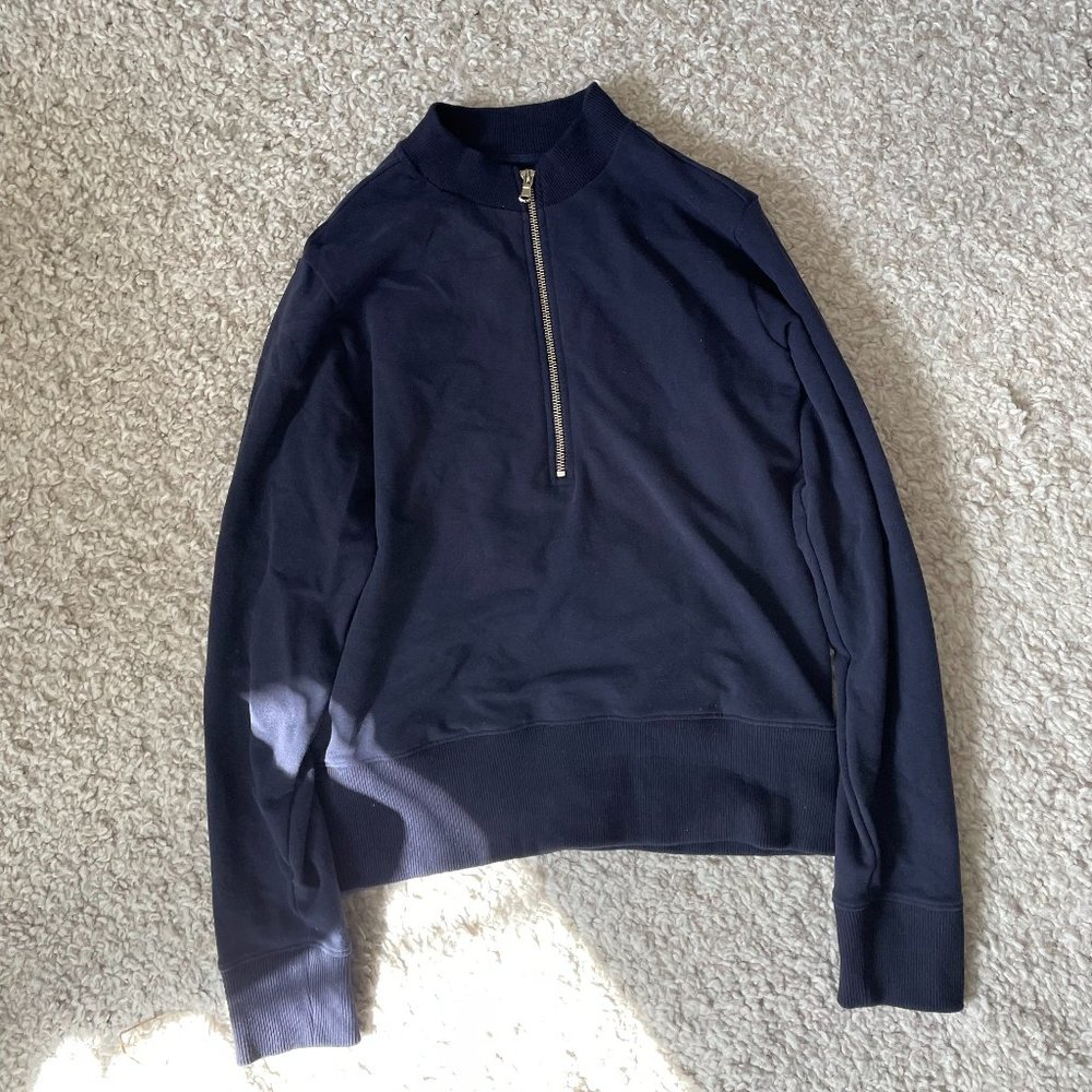 Universal Standard Zoe Half Zip Funnel Neck Pullover in Midnight XS (10-12 )